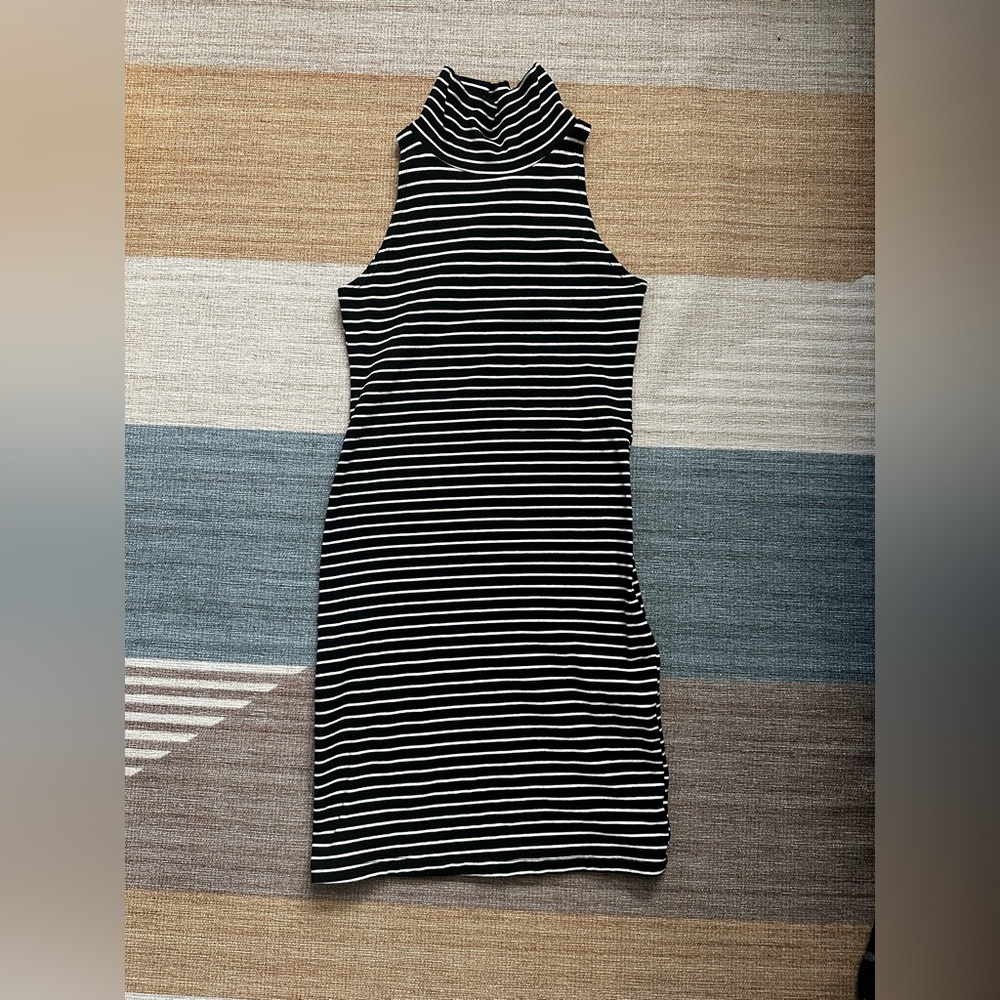 American Apparel Black and White Striped Midi Dress